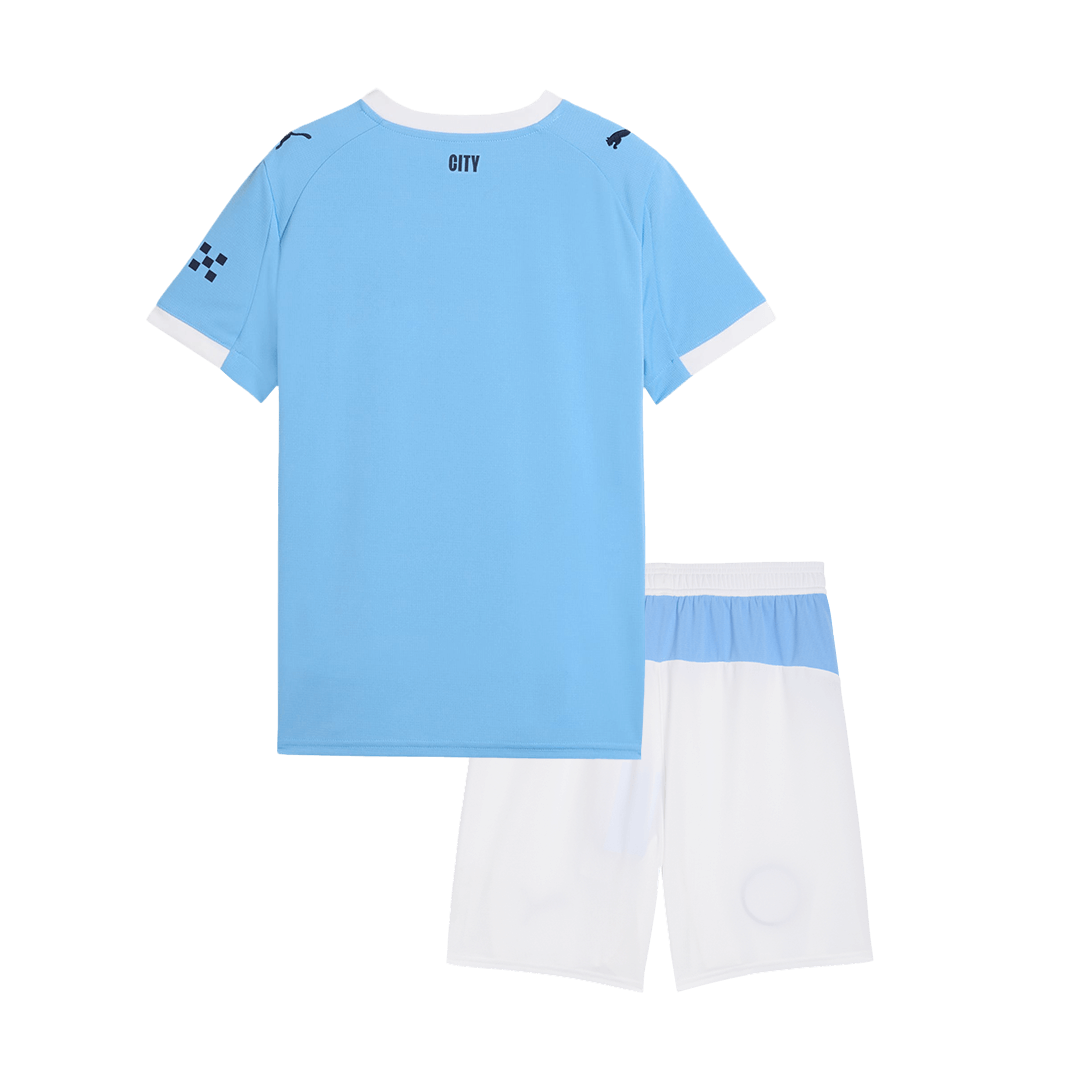 Manchester City Domicile Maillot Kit 2025/26 Enfant Bleu