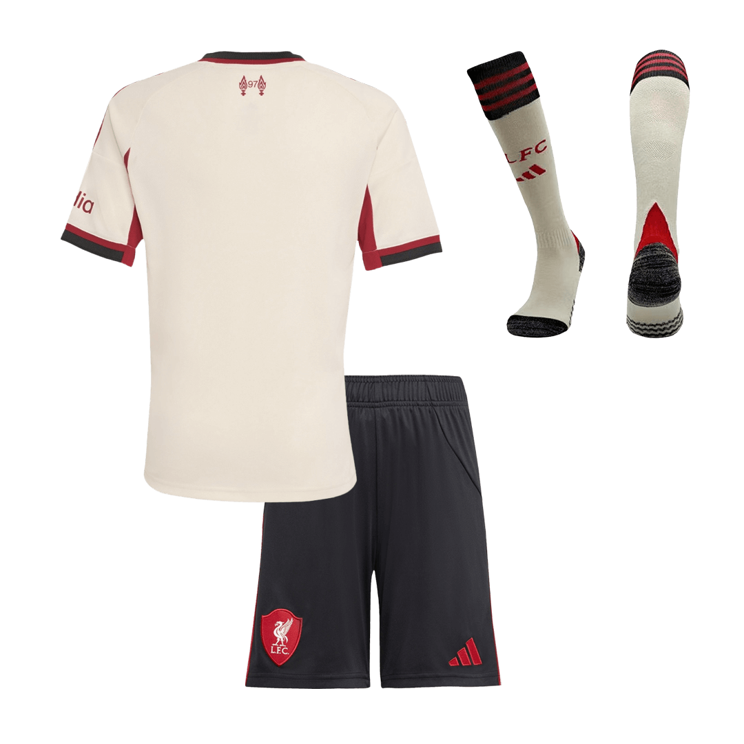 Liverpool Extérieur Maillot Kit 2025/26 Enfant Blanc