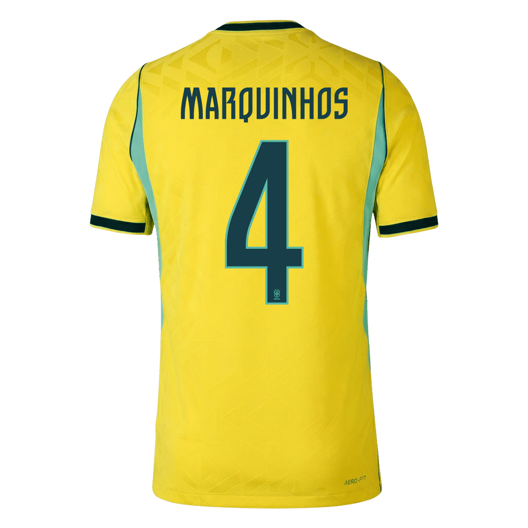MARQUINHOS #4 Brésil Domicile Maillot 2026 Jaune Joueur