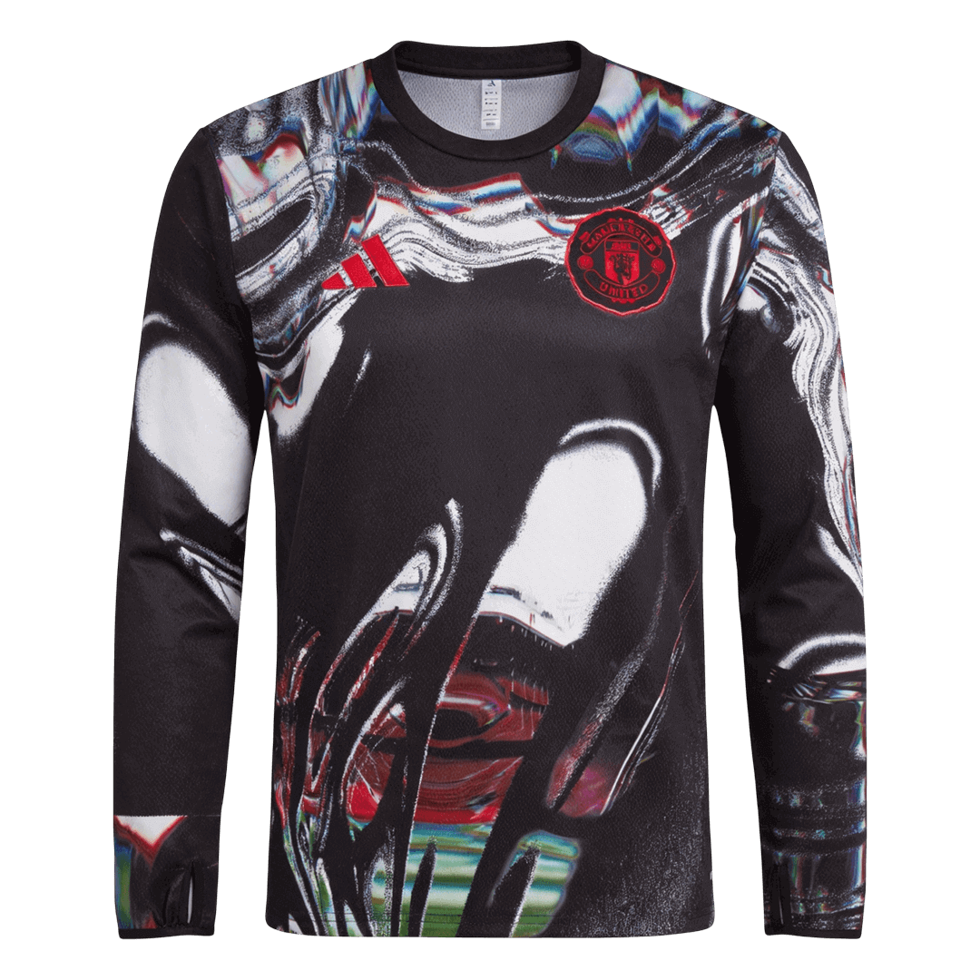 Manchester United Pre-Match Maillot Manches Longues 2025/26 Noir