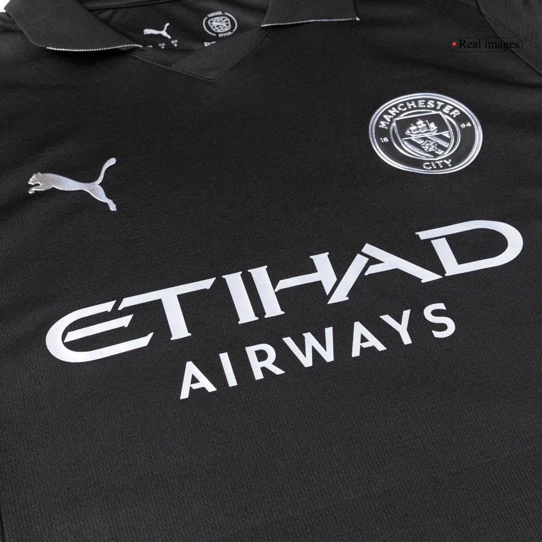 Manchester City Extérieur Maillot 2025/26 Noir Grande Taille