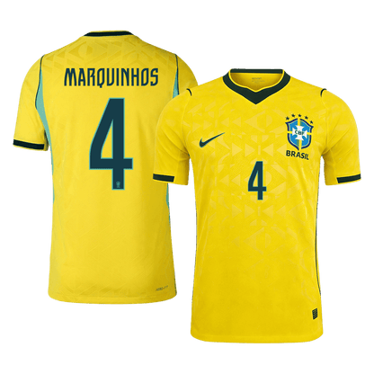 MARQUINHOS #4 Brésil Domicile Maillot 2026 Jaune Joueur