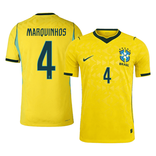 MARQUINHOS #4 Brésil Domicile Maillot 2026 Jaune Joueur