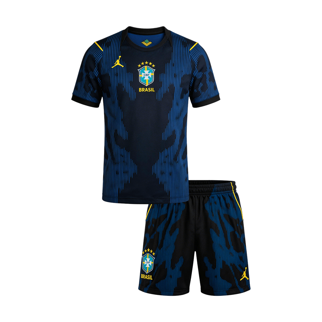 Brésil Extérieur Maillot Kit 2026 Enfant Bleu marine