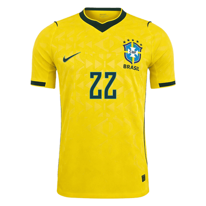 JOÃO PEDRO #22 Brésil Domicile Maillot 2026 Jaune Joueur