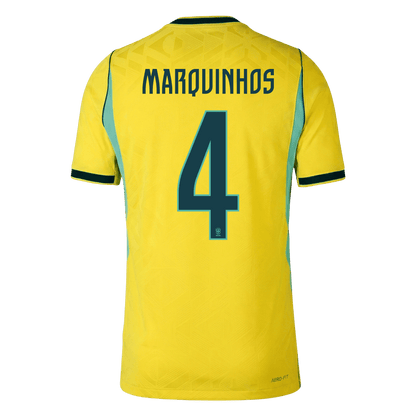 MARQUINHOS #4 Brésil Domicile Maillot 2026 Jaune Joueur