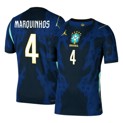 MARQUINHOS #4 Brésil Extérieur Maillot 2026 Bleu marine Joueur