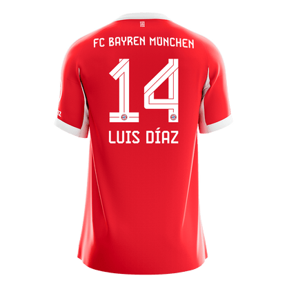 LUIS DÍAZ #14 Bayern Munich Domicile Maillot 2025/26 Rouge - Super