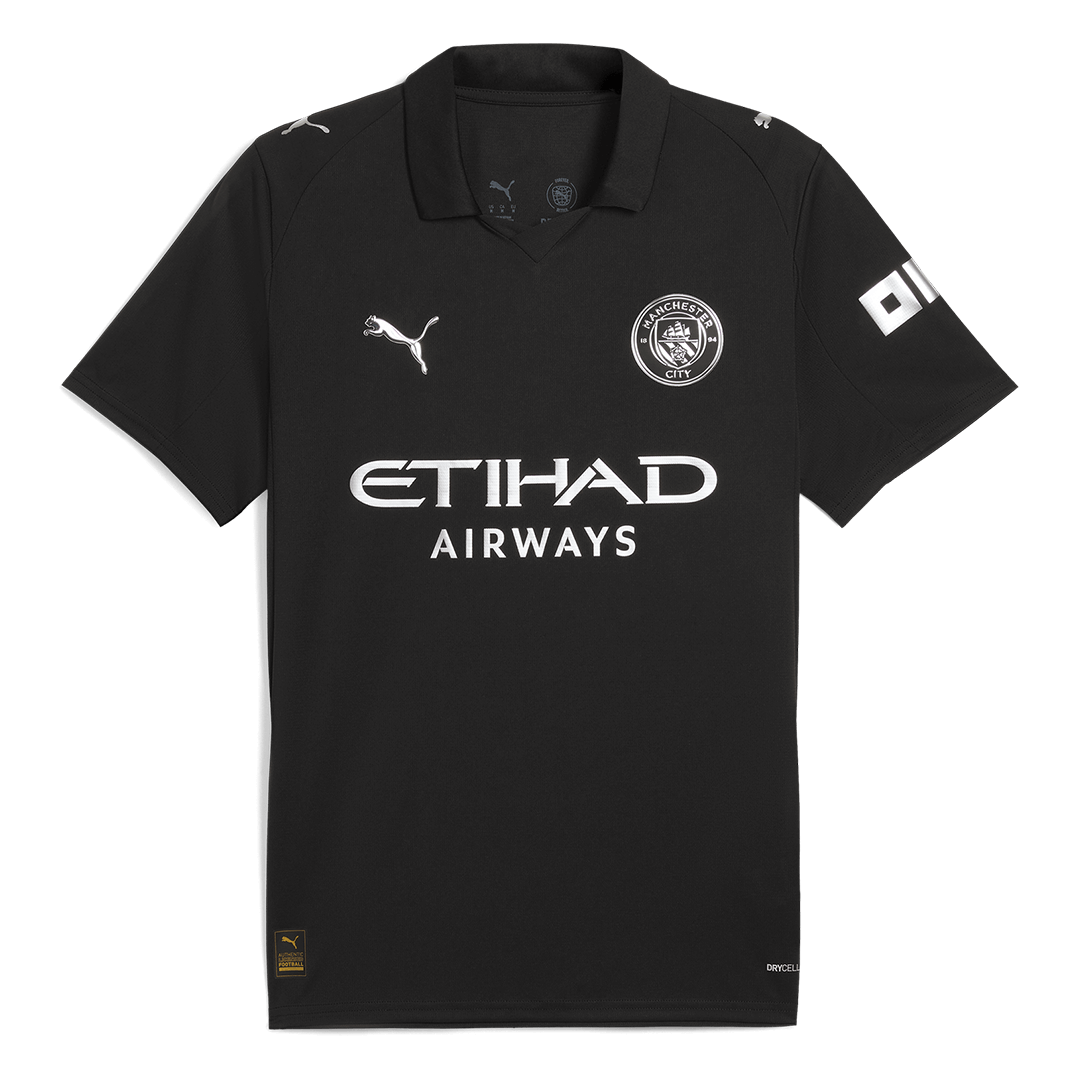 Manchester City Extérieur Maillot 2025/26 Noir Grande Taille