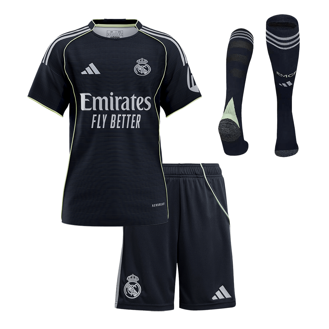 Kids Real Madrid Extérieur Maillot Kit 2025/26 Bleu marine - Super