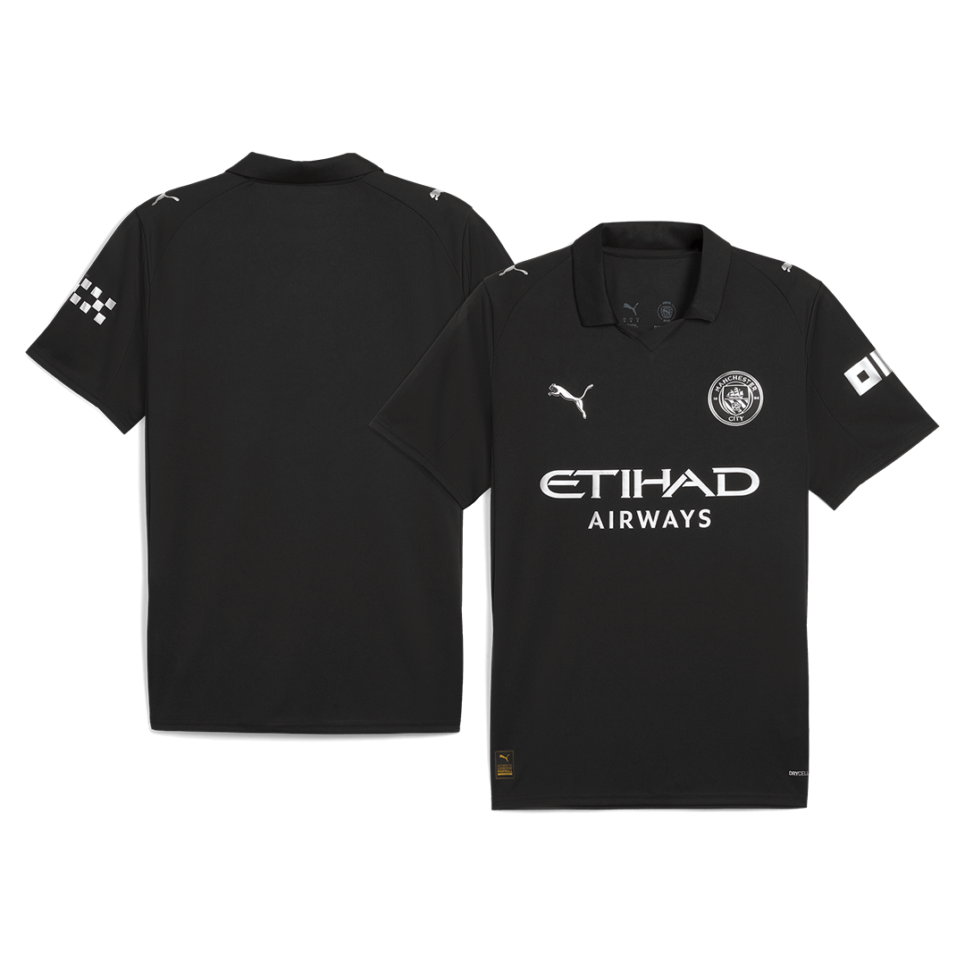 Manchester City Extérieur Maillot 2025/26 Noir Grande Taille