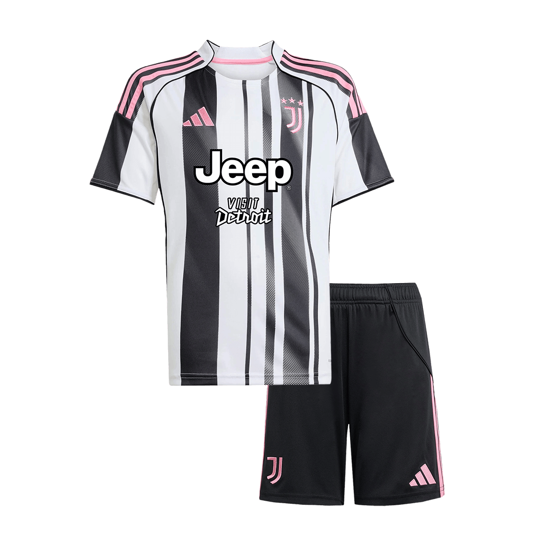 Juventus Domicile Maillot Kit 2025/26 Enfant Noir&Blanc