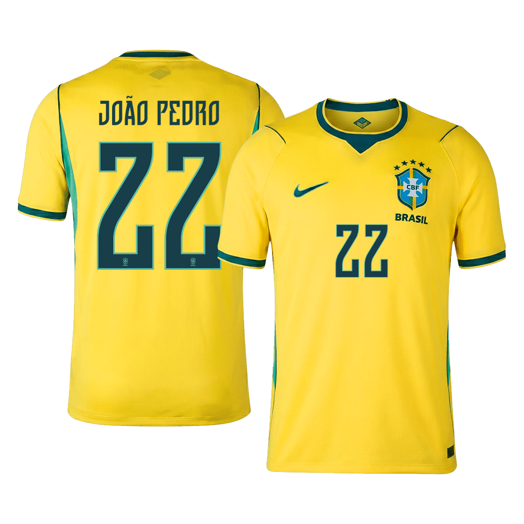 JOÃO PEDRO #22 Brésil Domicile Maillot 2026 Jaune
