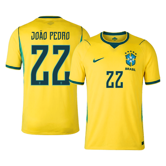 JOÃO PEDRO #22 Brésil Domicile Maillot 2026 Jaune
