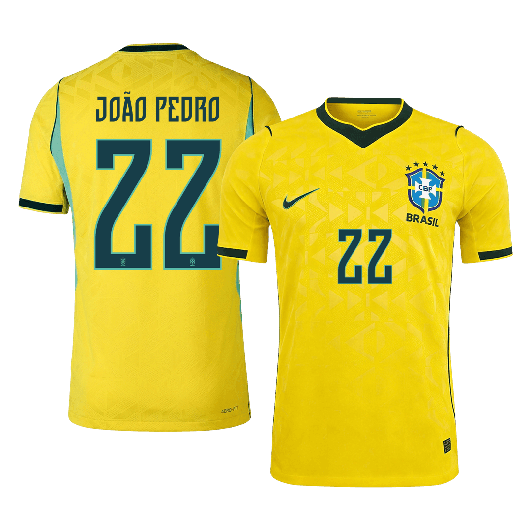 JOÃO PEDRO #22 Brésil Domicile Maillot 2026 Jaune Joueur