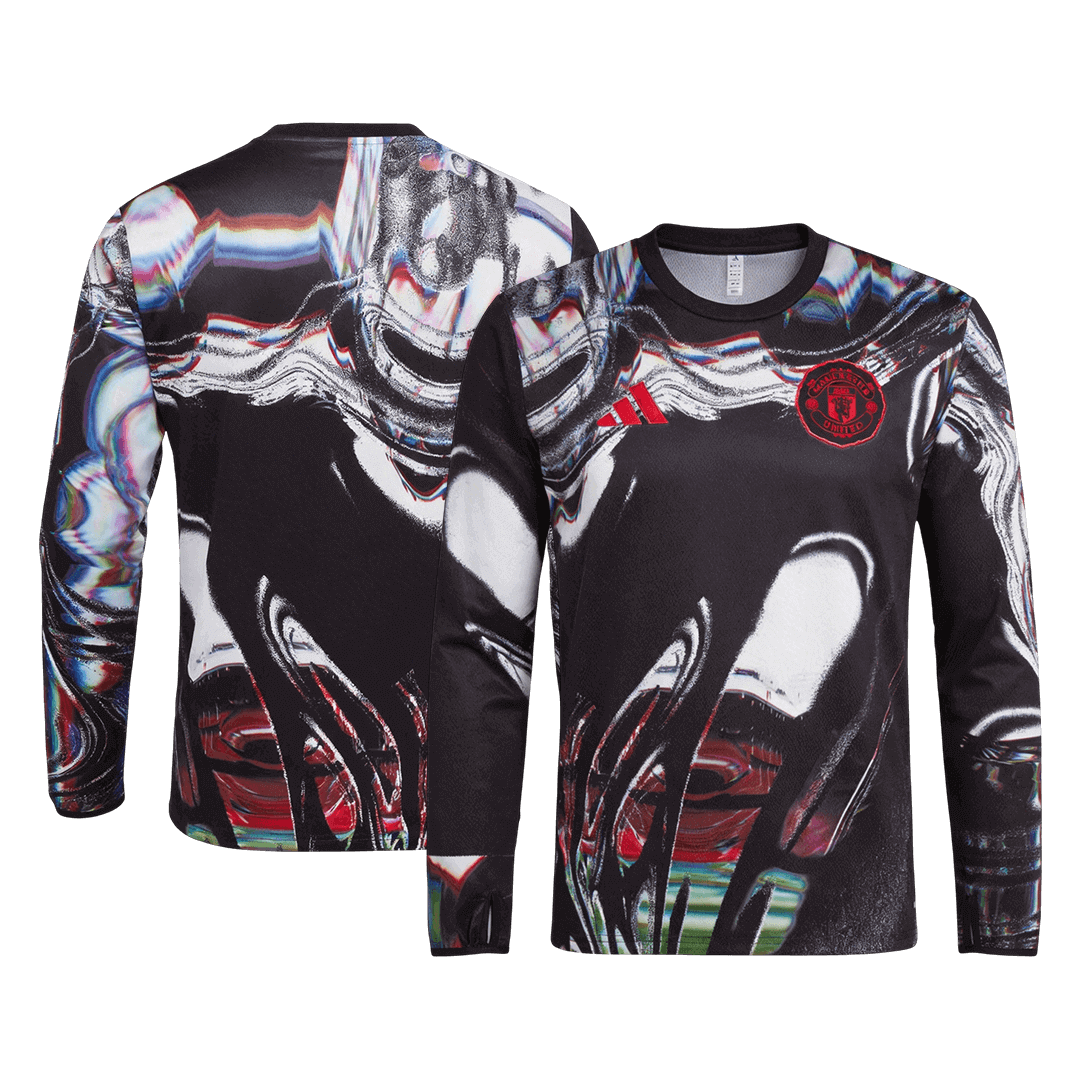 Manchester United Pre-Match Maillot Manches Longues 2025/26 Noir