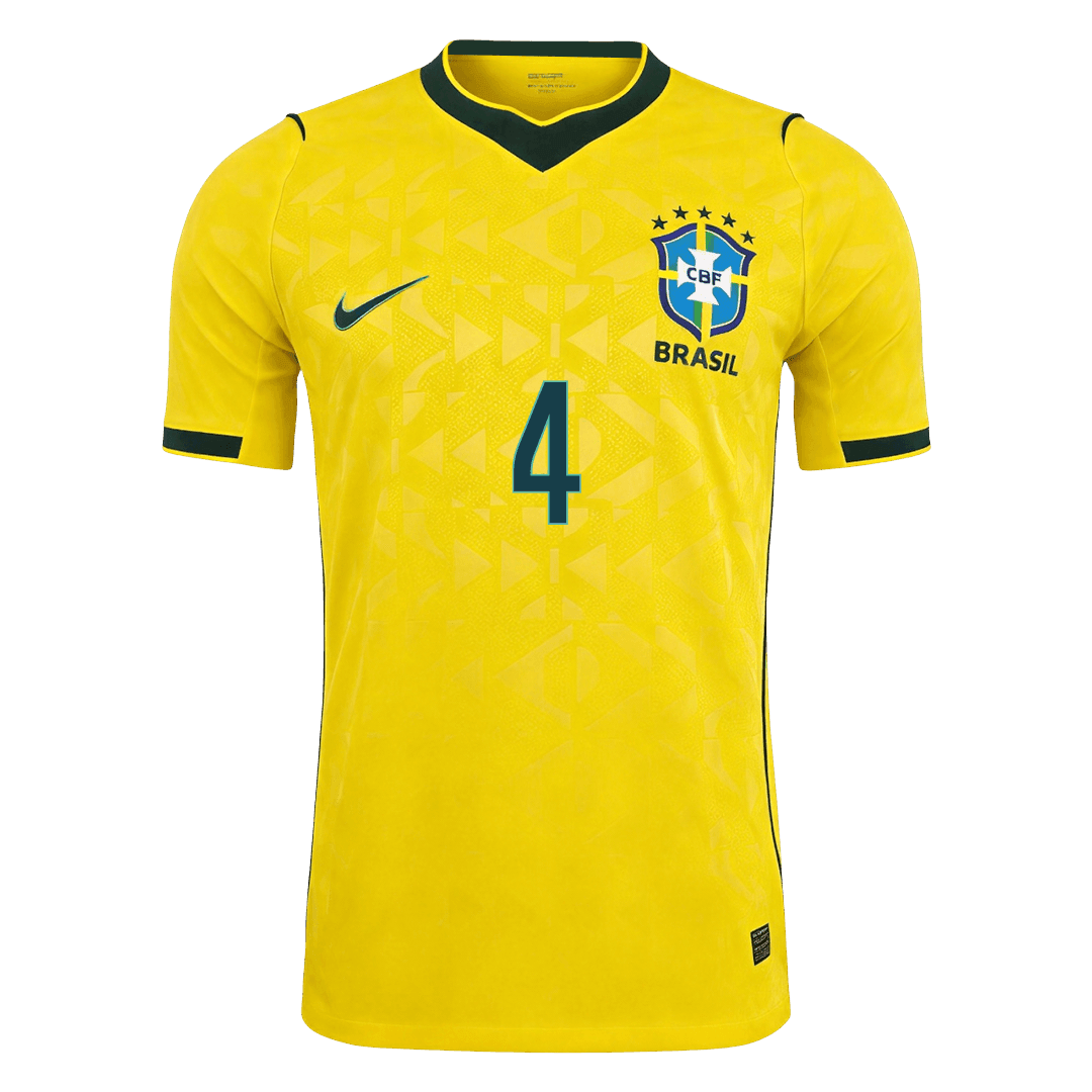 MARQUINHOS #4 Brésil Domicile Maillot 2026 Jaune Joueur