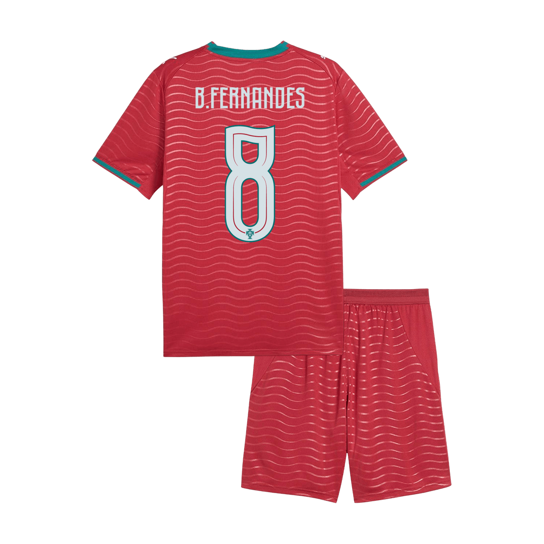 B. FERNANDES #8 Portugal Domicile Maillot Kit 2026 Enfant Rouge - Super