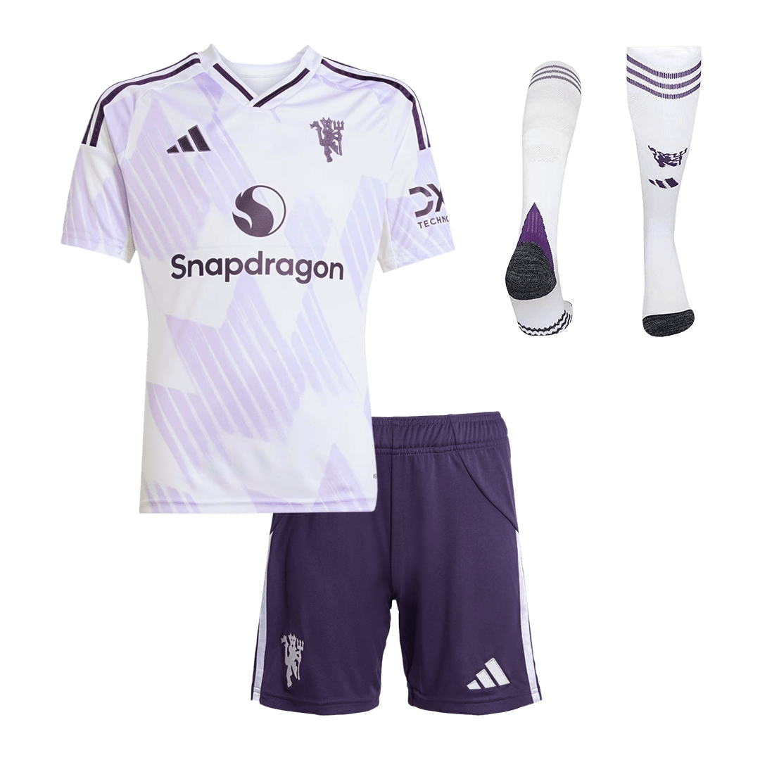 Manchester United Extérieur Maillot Kit 2025/26 Enfant Blanc