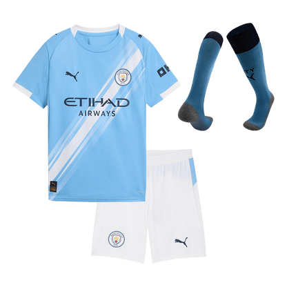 Manchester City Domicile Maillot Kit 2025/26 Enfant Bleu