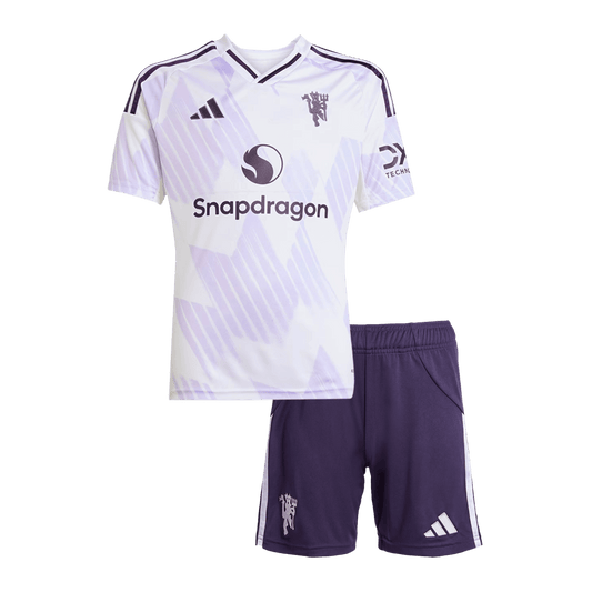 Manchester United Extérieur Maillot Kit 2025/26 Enfant Blanc