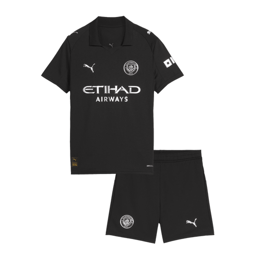 Manchester City Extérieur Maillot Kit 2025/26 Enfant Noir