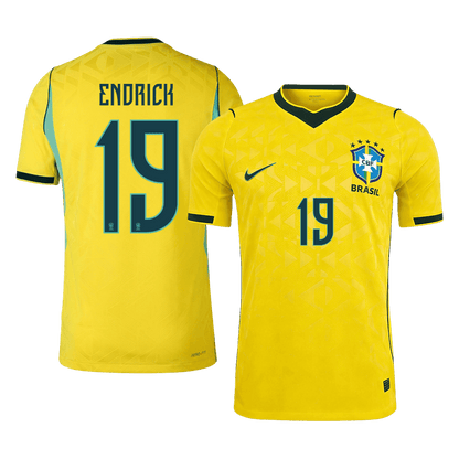 ENDRICK #19 Brésil Domicile Maillot 2026 Jaune Joueur