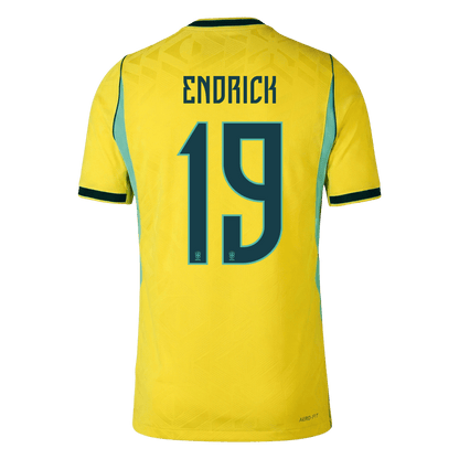 ENDRICK #19 Brésil Domicile Maillot 2026 Jaune Joueur
