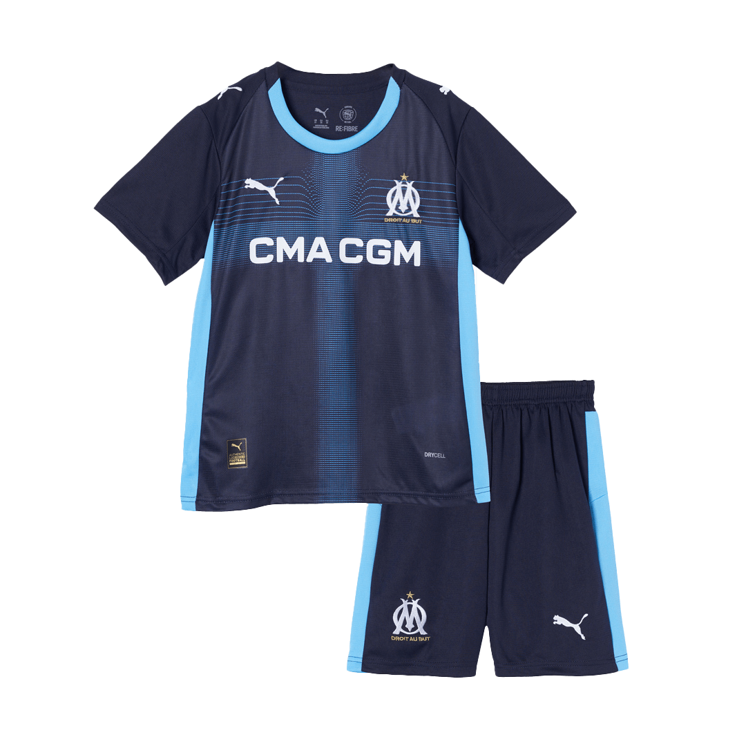 Olympique de Marseille Extérieur Maillot Kit 2025/26 Enfant Bleu marine