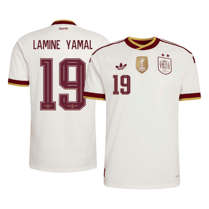 LAMINE YAMAL #19 Espagne Extérieur Maillot 2026 Blanc Joueur