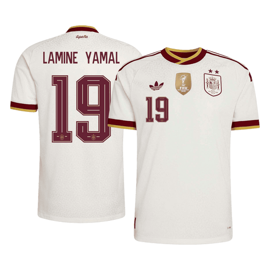 LAMINE YAMAL #19 Espagne Extérieur Maillot 2026 Blanc Joueur