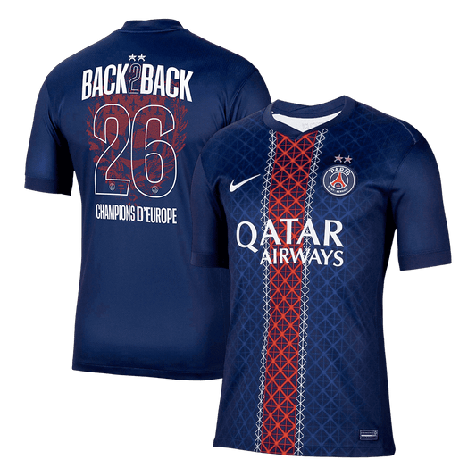 Champions of Europe #26 Les Parisiens Domicile Maillot 2025/26 Bleu marine - Super