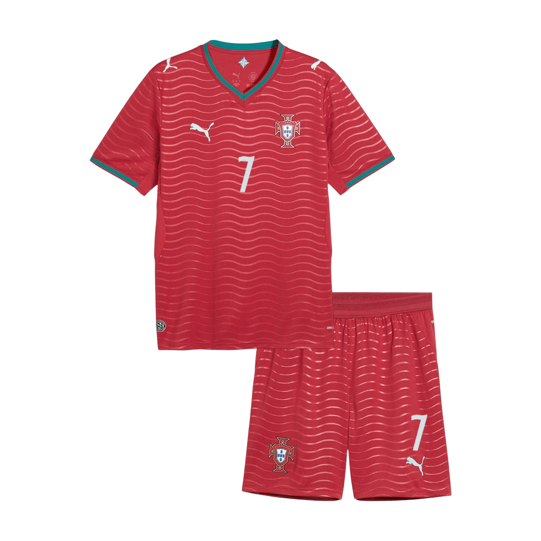 RONALDO #7 Portugal Domicile Maillot Kit 2026 Enfant Rouge - Super