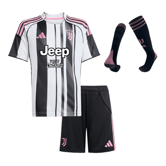 Juventus Domicile Maillot Kit 2025/26 Enfant Noir&Blanc